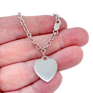Estate Ross Simons Sterling Silver 925 Heart Charm Round Link Chain Bracelet 7"